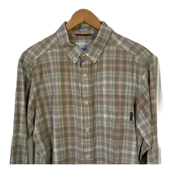 Columbia Cooper Lake Tan Plaid Long Sleeve Button Up Shirt Men's Medium NEW - Picture 4 of 11